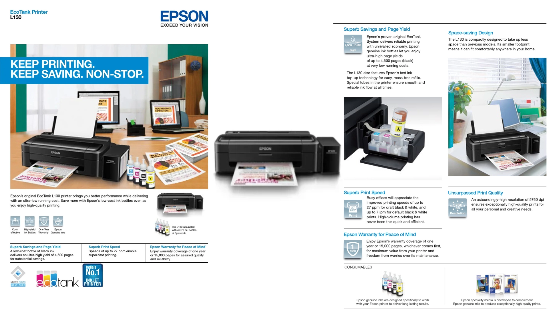 Epson L130 Single Function Inkjet Printer